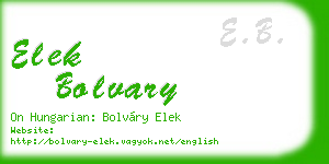 elek bolvary business card